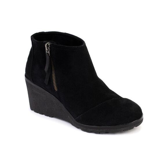 TOMS Womens Black Tassel Accent Avery Wedge Zip-Up Booties 6.5 - Picture 1 of 5